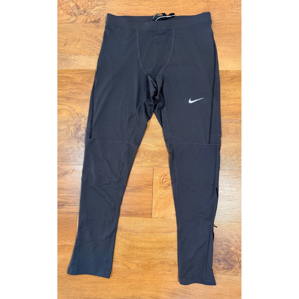 Nike Dri FIT Mens Running‎ Tights Pants Grey Black Athletic Training Size XL